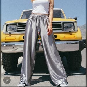 Dressed In Lala Phone Home Metallic Wide Leg Pants